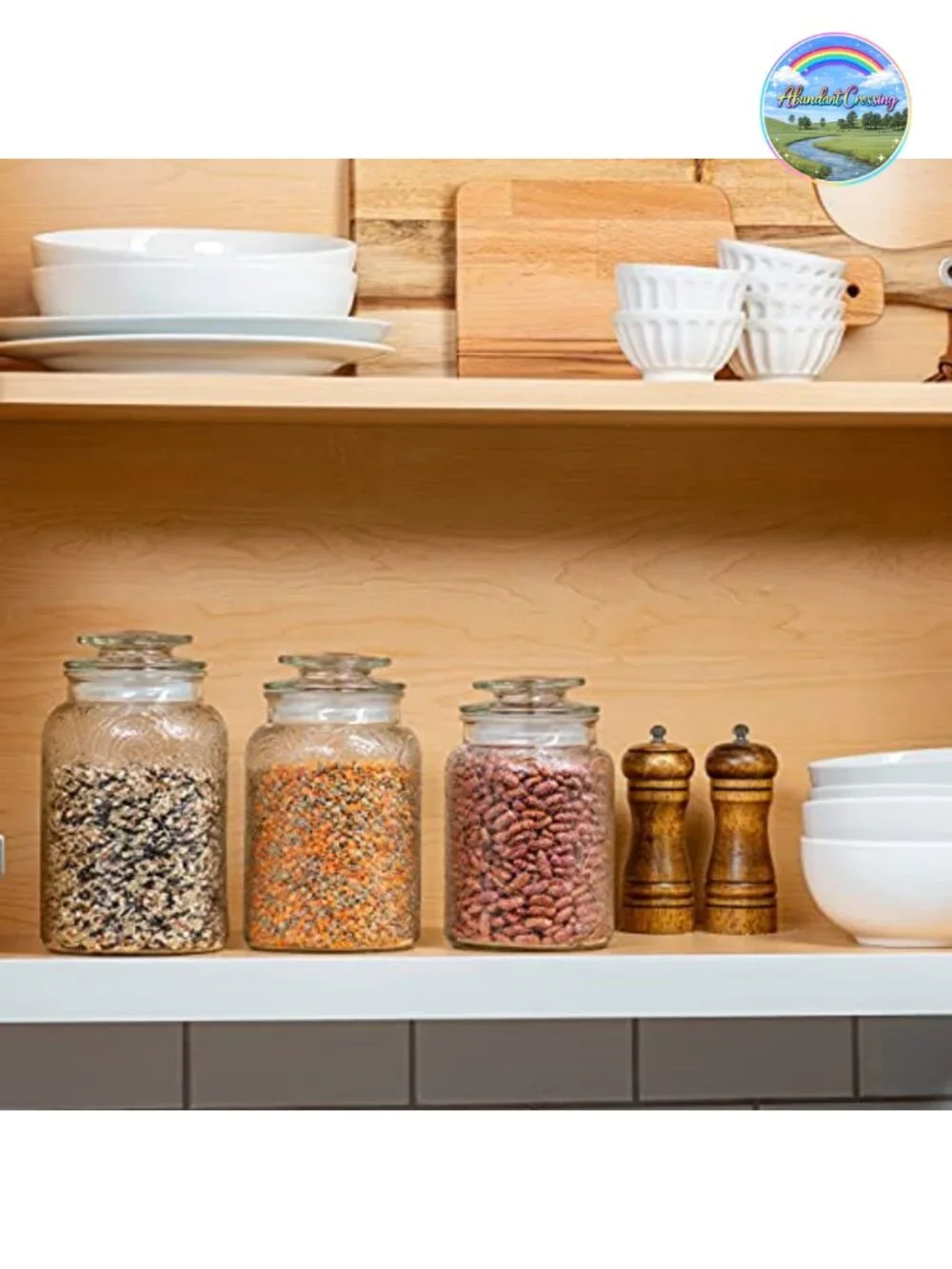 Set of 3 Glass Food Storage Canisters with Airtight Lids - Pantry Organization